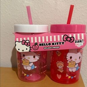 Hello Kitty Splash-Proof Tumbler Set - Pink and White